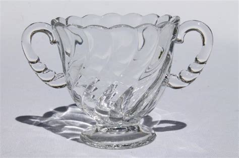 Vintage Fostoria Colony Pattern Pressed Glass Cream Pitcher And Sugar Bowl Set