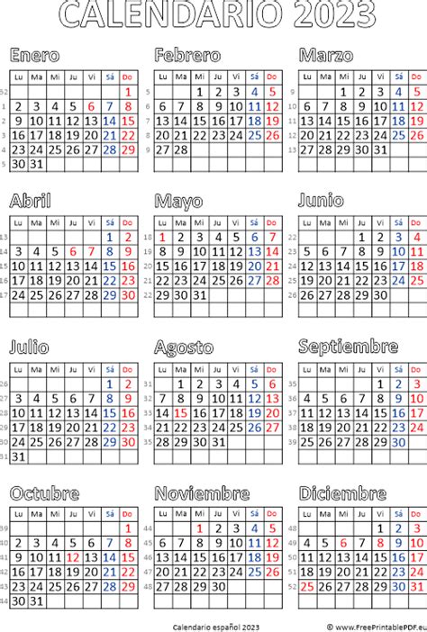 Calendario De España 2023 Imprimir El Pdf Gratis