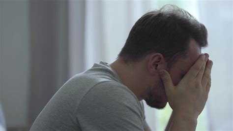 Portrait Of Stressed Man At Home Problems In Stock Footage Sbv
