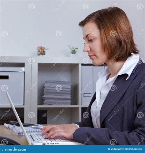 Businesswoman Typing On Laptop Computer Stock Photo Image Of Laptop