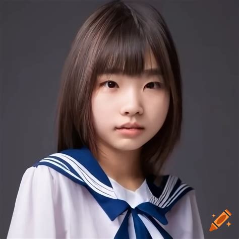 Portrait Of A Japanese Girl In Sailor Uniform