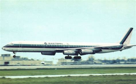 Vintage Postcard Eastern Airlines Douglas Dc 8 Miami International