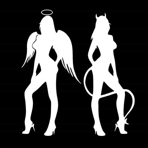 Angel Devil Silhouette Car Sticker Tuning Funny Vinyl Sexy Decals For Cars Styling Automotive