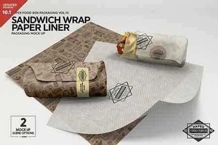 Download 1808116 Wrap Sandwich Burrito Paper Liner Mockup 3448543 ...