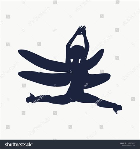 Flying Woman Silhouette Wings Dragonfly Stock Vector Royalty Free