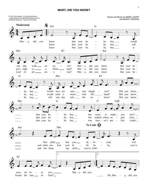 Kathy Mattea Mary Did You Know Sheet Music Notes Chords