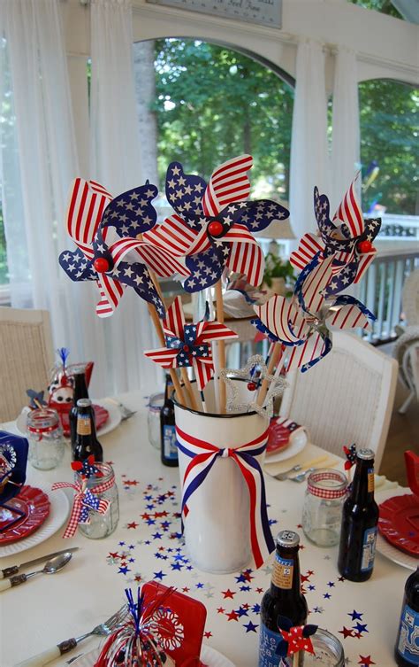 Festive table setting for a 4th of july patriotic celebration. A Patriotic Celebration Table Setting