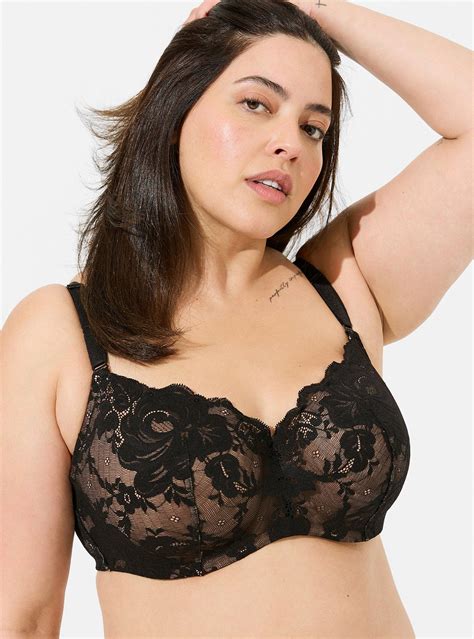 Plus Size Full Coverage Balconette Lightly Lined Exploded Floral Lace
