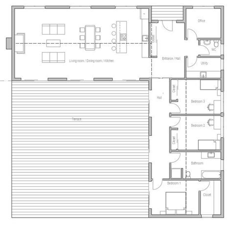 L Shaped Basic Design Add Rooms As Needed Use The Inside Of The L As