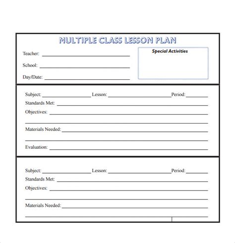 Sample Printable Lesson Plan Template 8 Free Documents In Pdf Word Images