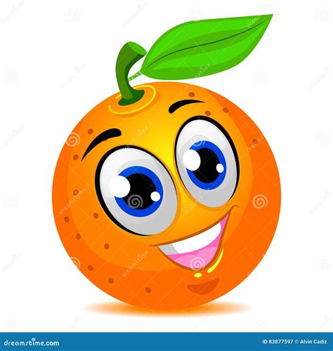 Orange Fruit Mascot Smiling Stock Vector Illustration Of Food Leave