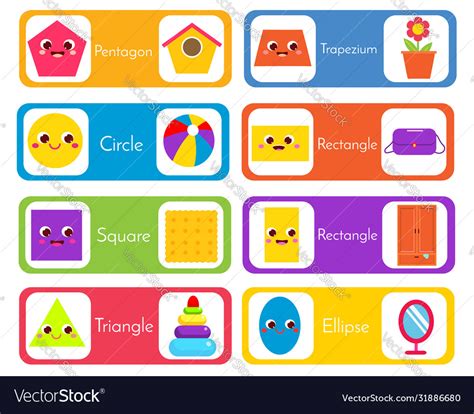 Learning Geometric Shapes For Kids Set Of Vector Image