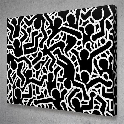 Pop Art Figures Black And White Keith Haring Modern Pop Art Canvas