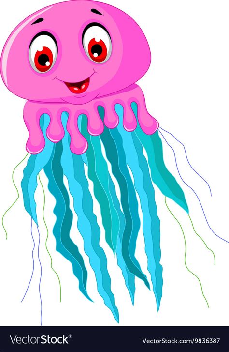 Cute Jellyfish Cartoon Posing Royalty Free Vector Image
