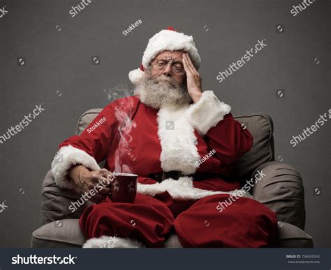 Sad Santa Claus Having Headache On Stock Photo 758492533 Shutterstock