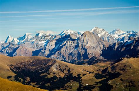 High Bernese Alps Over Low Hills Bernese Oberland Switzerland Oc