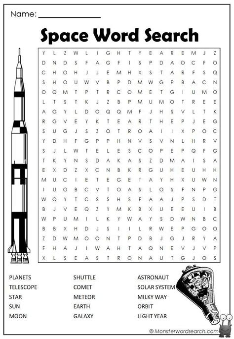 Check Out This Fun Free Space Word Search Free For Use At Home Or In