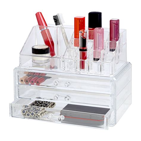 19 Compartment Clear Makeup Organizer With Drawers At Home