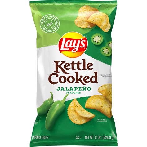 Lays Kettle Cooked Potato Chips Jalapeno 8 Oz Bag