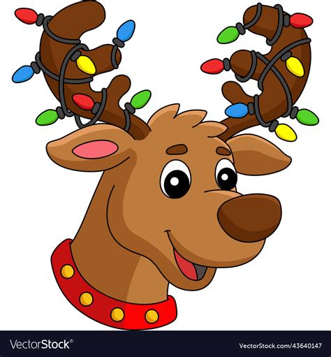 Christmas Reindeer Head Cartoon Colored Clipart Vector Image