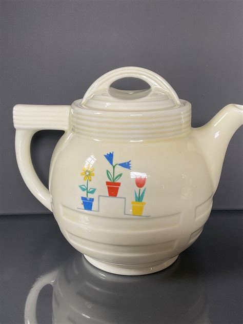Vintage 1950s Ceramic Drip O Lator Coffee Pot With Lid In Potted
