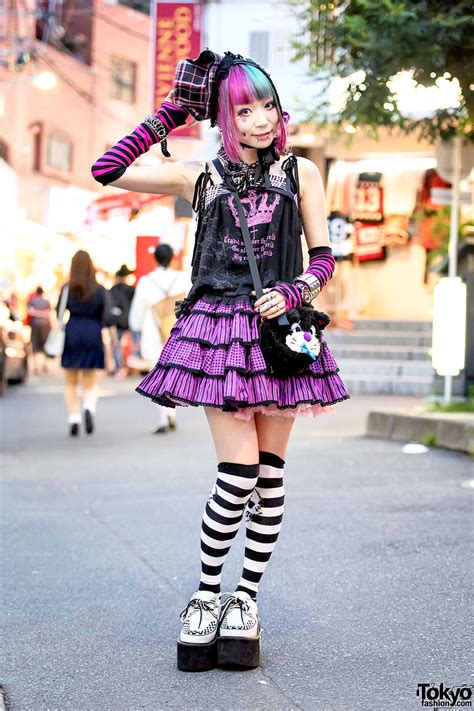 Harajuku Girl W Piercings Pink Blue Hair H Naoto Putumayo And Winged Creepers