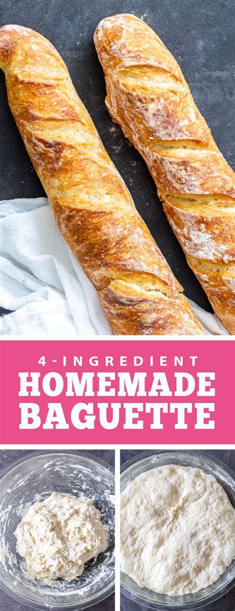 4 Ingredient Homemade Baguette Homemade Bread Easy Homemade Bread