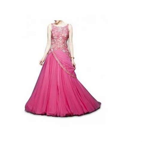 Buy Pink Party Wear Gown In Stock