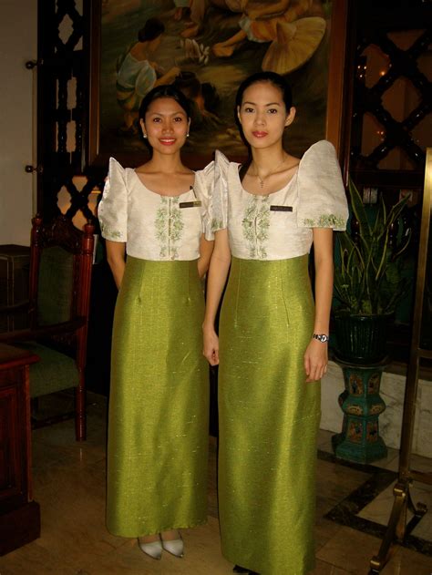 Beautiful Ladies At The Manila Hotel Wearing The Classic Maria Clara Dresses Philippines
