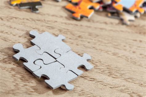 Closeup Of Connected Jigsaw Puzzle Pieces Stock Photo Image Of