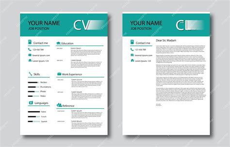 Premium Vector | CV resume and cover letter template Job application