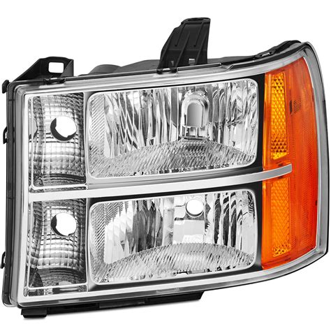 Headlights Assembly Clear Chrom for 07-13 GMC Sierra 1500 W/ Amber