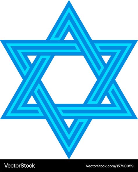 Jewish Star Of David Six Pointed Star In Black Vector Image