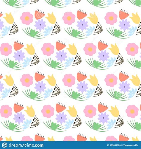Colorful Flower Seamless Pattern For Background Notebook Simple