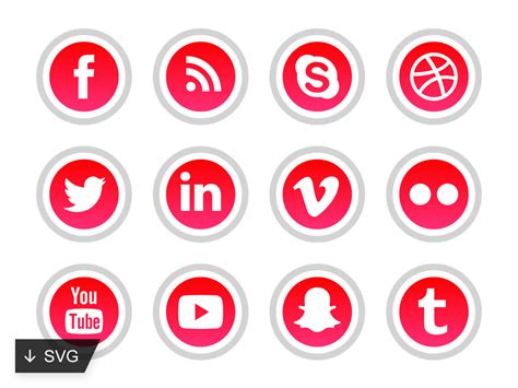 25 Red Social Media Icons By Alfredo Hernandez 2 Ui Design Motion