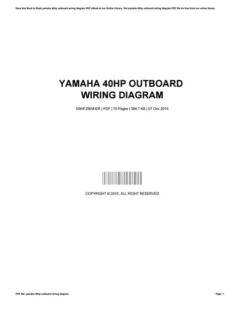 Wiring diagrams, sometimes called main or construction diagrams, show the actual connection points for the wires to the components and terminals of the controller. Yamaha 40hp outboard wiring diagram by RalphMartin4177 - Issuu