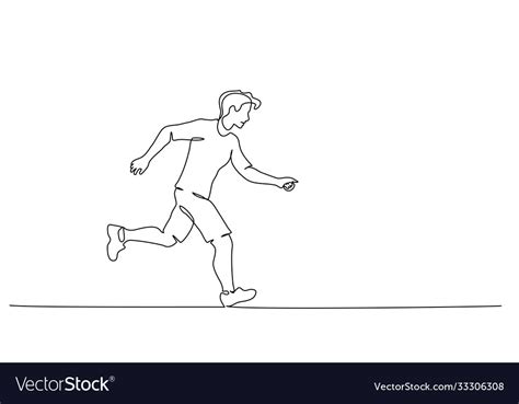 Happy Running Man Continuous One Line Drawing Vector Image
