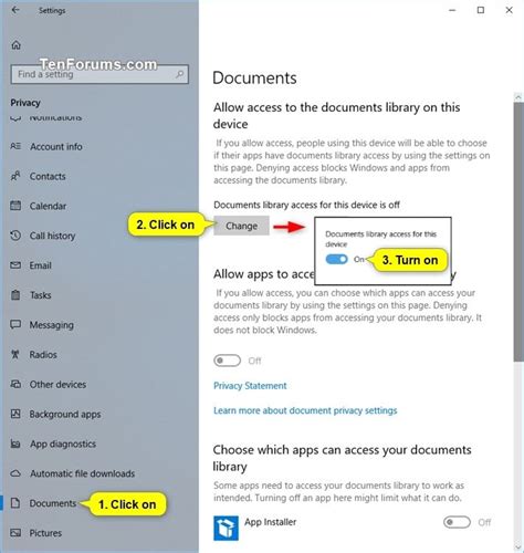 Allow Or Deny Os And Apps Access To Documents Library In Windows 10