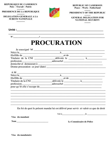 Procuration Exemple Form Fill Out And Sign Printable Pdf Template