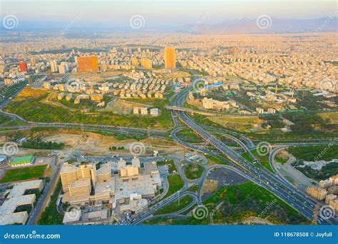 Skyline Of Tehran Highway Overpass Stock Photo Image Of Road