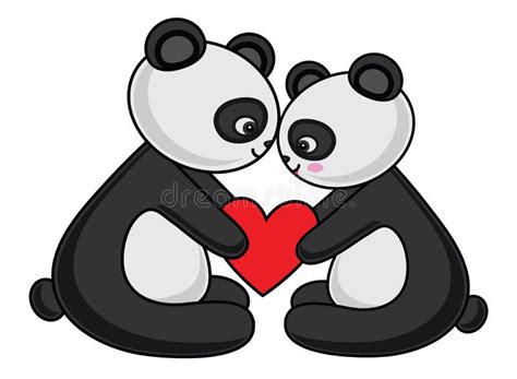 Panda Couple Love Vector Illustration Stock Illustratie Illustration