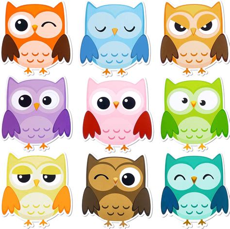 Buy 45 Pieces Colorful Owls Cut Outs Mini Owl Accents Mix Owl Cutouts