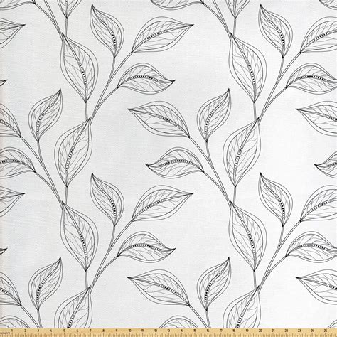 Black And White Fabric By The Yard Monochrome Garden Pattern With