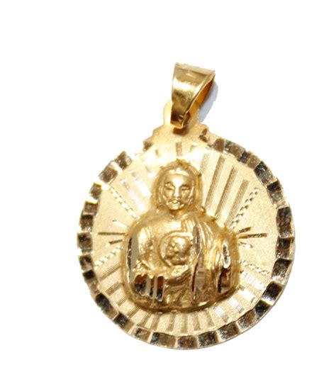 Shop all our best selling 14k solid gold san judas pendant necklaces! San Judas Tadeo St. Jude Round 14k Gold Medal Pendant Medalla Oro14k - Precious Metal without Stones