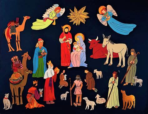 Nativity With Jesus Mary Joseph Angelsmagi Shepherds Camels