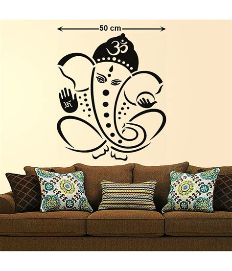 Stickerskart Pious Black Lord Ganesha Design Wall Decor Black 60x45