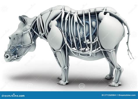 Hippo Skeleton Anatomy Isolated On White Background Stock Illustration