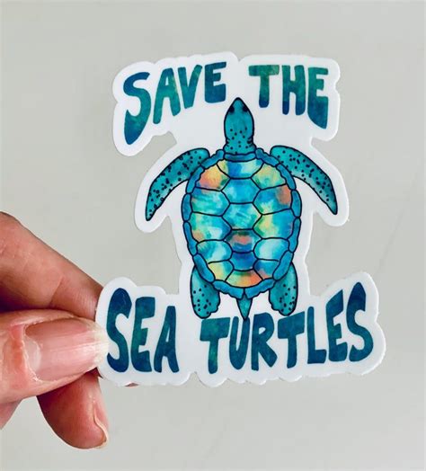 Waterproof Save The Sea Turtles Quality Vinyl Sticker 3 Etsy Laptop