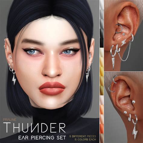 Thunder Ear Piercing Set At Praline Sims Sims 4 Updates