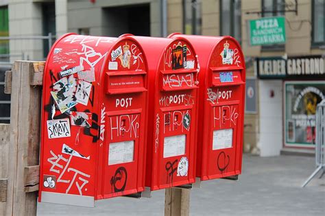 Hd Wallpaper Three Red Mailboxes Post Box Letter Boxes Copenhagen